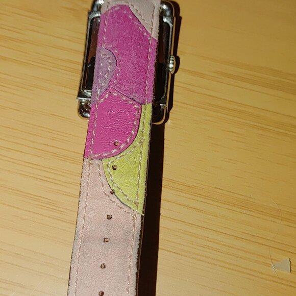 Coach Watch 0221 Swiss Quartz Stainless Square Face Watch Multicolor Leather - Picture 13 of 16